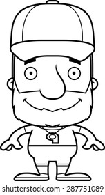 A cartoon coach man smiling.