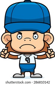 A cartoon coach monkey looking angry.