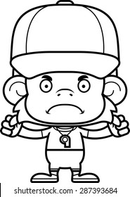 A cartoon coach monkey looking angry.