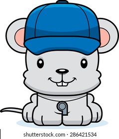 A cartoon coach mouse smiling.