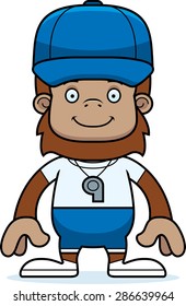 A cartoon coach sasquatch smiling.