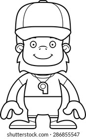 A cartoon coach sasquatch smiling.
