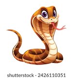 Cartoon cobra snake vector illustration isolated on white background