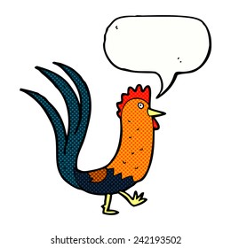 cartoon cockerel with speech bubble