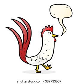 cartoon cockerel with speech bubble