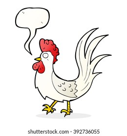 cartoon cockerel with speech bubble