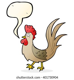 cartoon cockerel with speech bubble