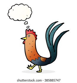cartoon cockerel with thought bubble