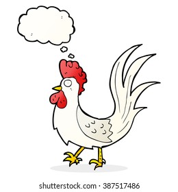 cartoon cockerel with thought bubble
