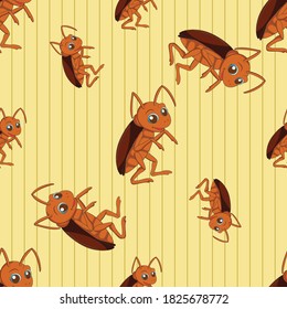 Cartoon Cockroach. Animal Seamless Vector Pattern Design Background