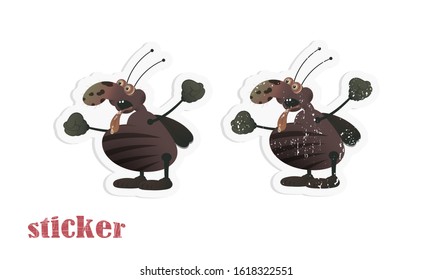 Cartoon cockroach. Vector illustration in the form of a sticker in modern and retro style.