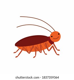 Cartoon cockroach. Vector illustration isolated on white background.