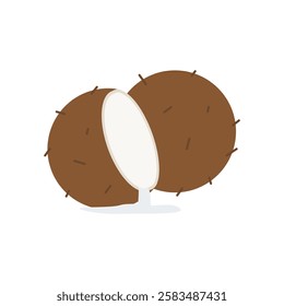 Cartoon Coconut Flat Design Illustration