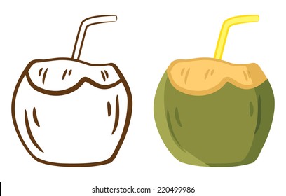 cartoon coconut isolated in white background