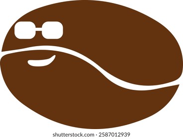 Cartoon Coffee Bean Character with Glasses