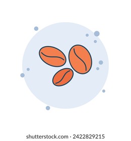 Cartoon coffee bean icon vector illustration. Grain on bubbles background. Seed sign concept.