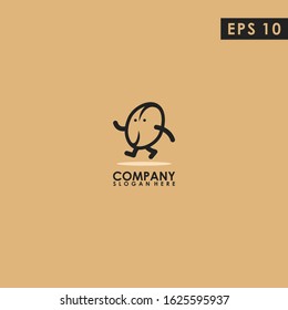 Cartoon Of Coffee Bean Logo Design Vector Template. Modern Design. Vector Illustration.