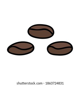 Cartoon coffee been set. Vector coffee been kit. Hand drawn brown coffee beens.