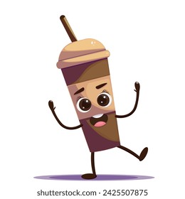  Cartoon coffee character on white background