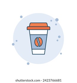 Cartoon Kaffeetasse Symbol, Vektorgrafik. Nehmen Sie eine Tasse mit Blasen auf Hintergrund. Konzept der Trinkwasserzeichen.