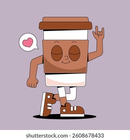 Cartoon coffee cup with love