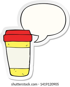 cartoon coffee cup with speech bubble sticker