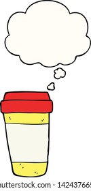 taza de café de dibujos animados con burbuja de pensamiento