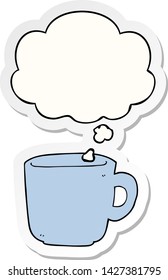 Cartoon-Kaffeetasse mit Denkblase als Druckaufkleber