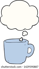 cartoon coffee cup with thought bubble