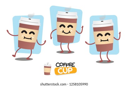 Cartoon Coffee Cup. Vector Illustration