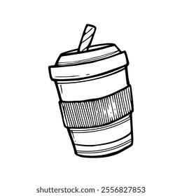 cartoon of coffee drink  uncolored