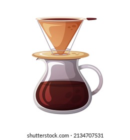 Cartoon Coffee drip filter on a white background.