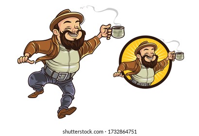 Logo de la mascota Guy del café de dibujos animados