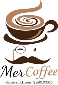 Cartoon coffee logo in the shape of a face