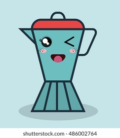 cartoon coffee maker with facial expression isolated icon design