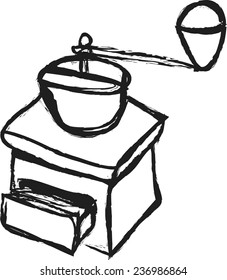 cartoon coffee mill on white background