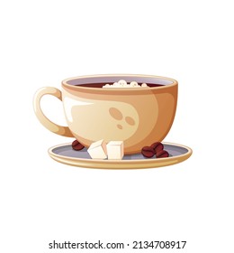 Cartoon coffee mug on a white background.