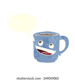 cartoon coffee mug with speech bubble