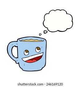 Cartoon-Kaffeebeutel mit Gedankenblase