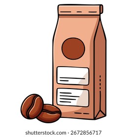 Icono de café de dibujos animados en estilo de Vector aislado sobre un fondo blanco, ideal para proyectos de Diseño web, marca de cafetería e ilustraciones temáticas de bebidas.