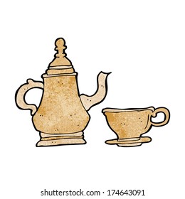 cafetera de dibujos animados y taza