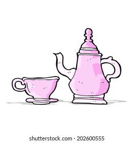 cafeteira de desenho animado e xícara