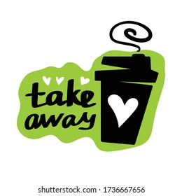 Cartoon coffee or tea cup. Take away coffee, tea. Vector flat cartoon illustration