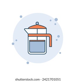 Cartoon coffeepot icon vector illustration. Teapot on bubbles background. Kettle sign concept.