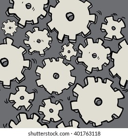 cartoon cogs and gears seamless pattern