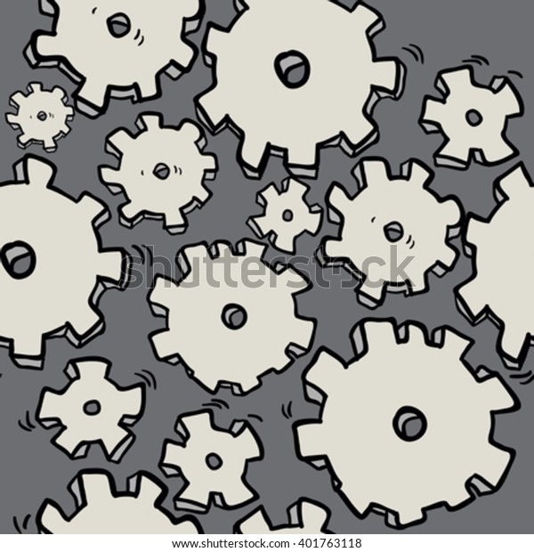 Cartoon Cogs Gears Seamless Pattern Stock Vector (Royalty Free