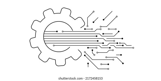 rueda cognitiva de dibujos animados, mecanismo de engranajes. icono o logotipo de datos tecnológicos. Símbolo digital tecnológico o pictograma. Para chip y proceso. Entrada o salida. inicio de sesión y contraseña. Tecla digital. Coglleras y conexión.