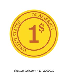 Cartoon coin dollar. Vector illustration.