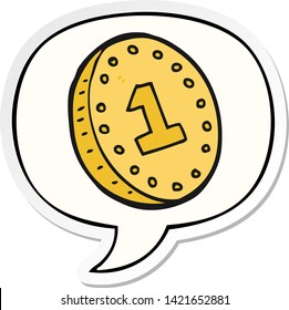 cartoon coin with speech bubble sticker