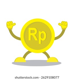 cartoon coin with thumbs up pose. cartoon coin design isolated on white background.